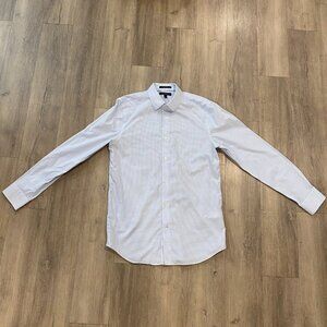 Banana Republic Slim Fit Non-Iron Dress Shirt — Blue Mini Grid (Men’s M)